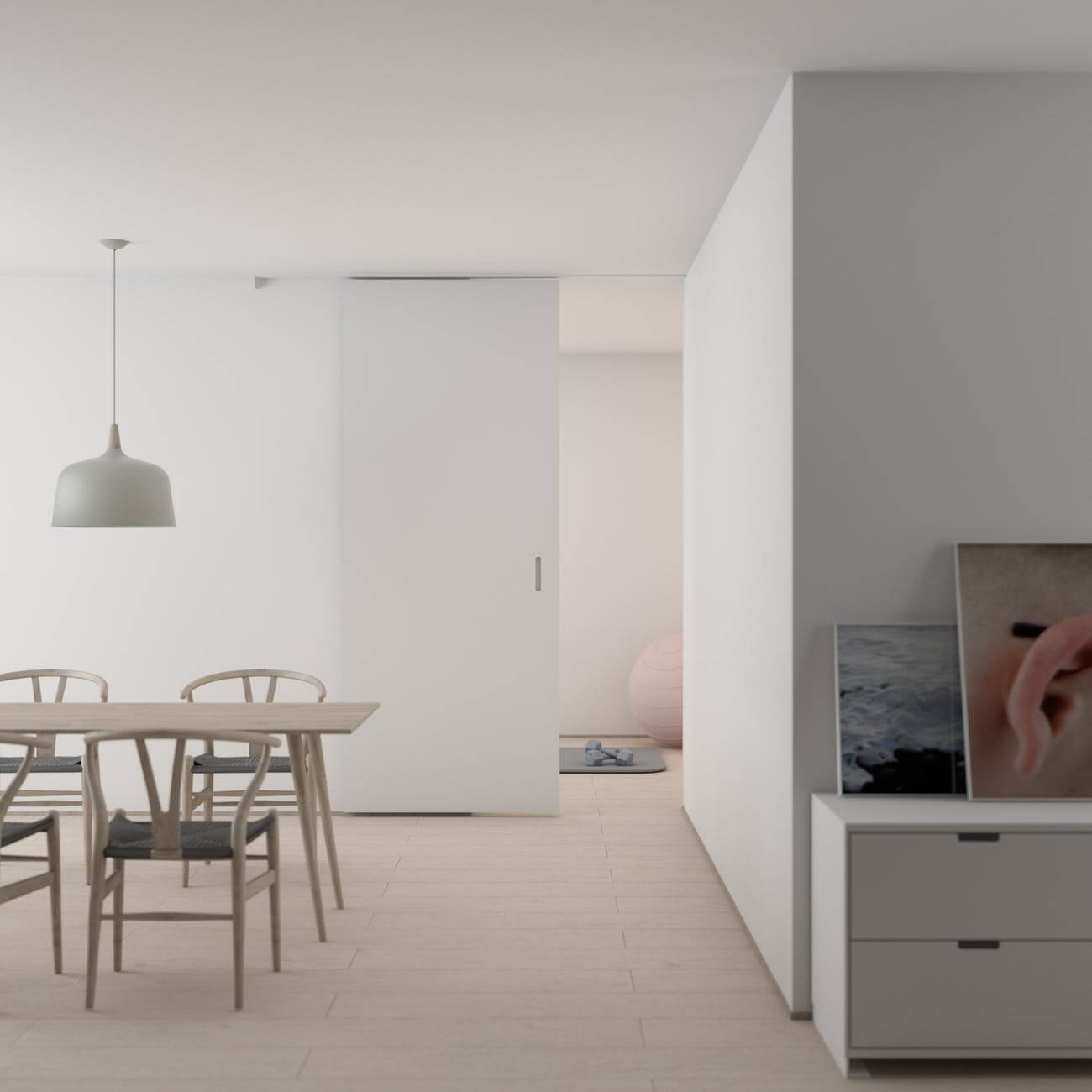salón interior blanco